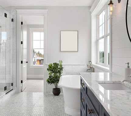 Bright modern spacious bathroom