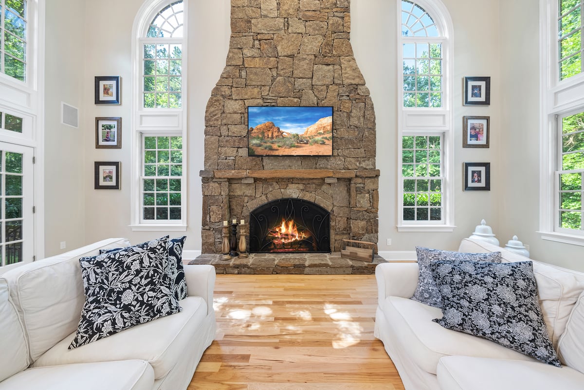 beautiful big fireplace