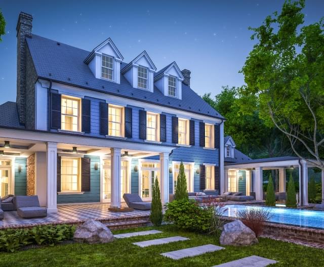 House with porch and pool