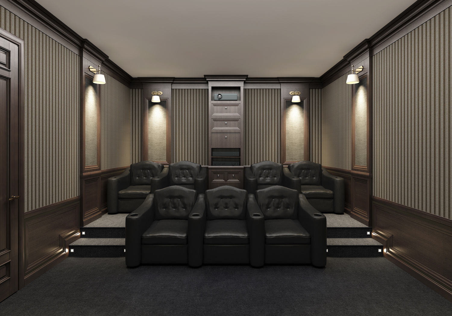 large home theater with seats